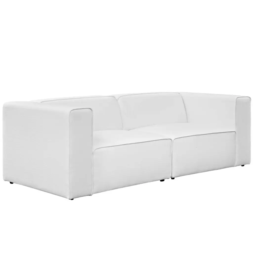 Ergode Mingle 2-Piece Upholstered Fabric Sectional Sofa Set White