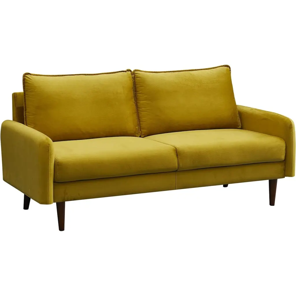 Hybition Velvet Sofa Modern Couch Wooden Legs Living Room Gold
