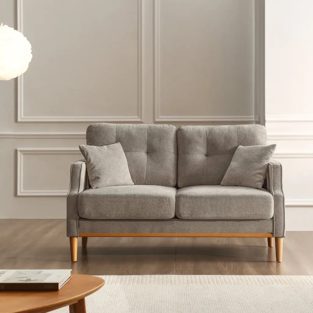 LANTRO JS Living Space Sofa 2 Seater Loveseat Waterproof Fabric Cream USB Charge
