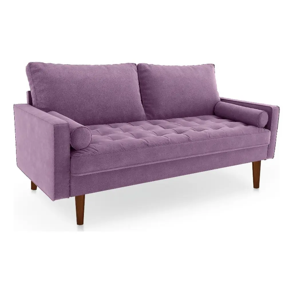 Pemberly Row Contemporary 70 Upholstered Velvet Sofa Purple