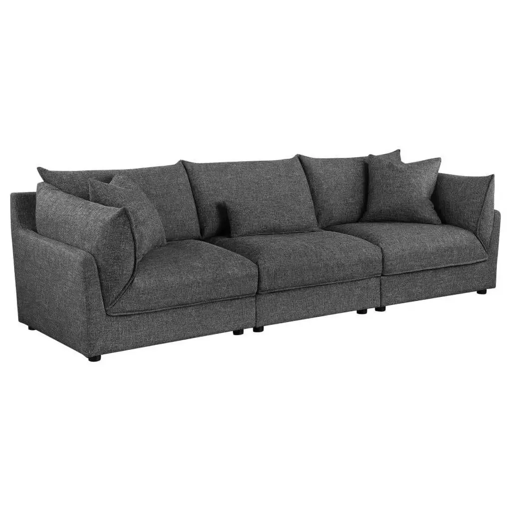 Coaster Sasha 3-Piece Fabric Upholstered Sofa Barely Black Coaster Company