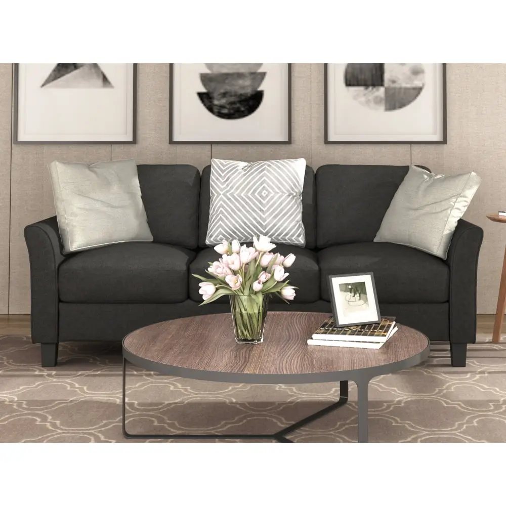 GZXS 3-Seat Sofa Living Room Linen Fabric Sofa Stylish Comfortable Couch