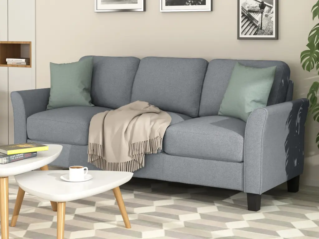 3-Seat Linen Fabric Couch Stylish Sofa Living Room GUTALOR