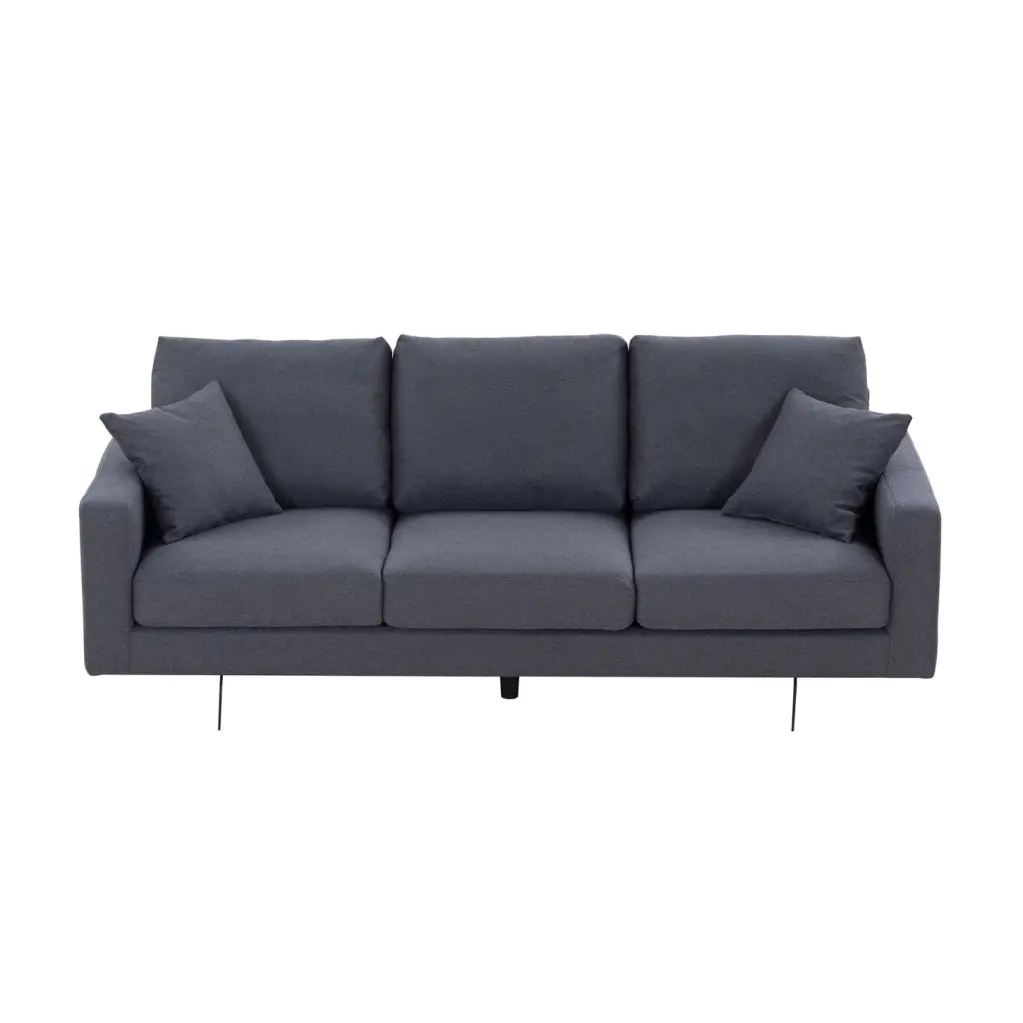 Modern Dark Gray Three-Seat Sofa 87.40inch - Fabric Upholstery Thick Sponge Padding and Solid Wood Structure HATNOKIL