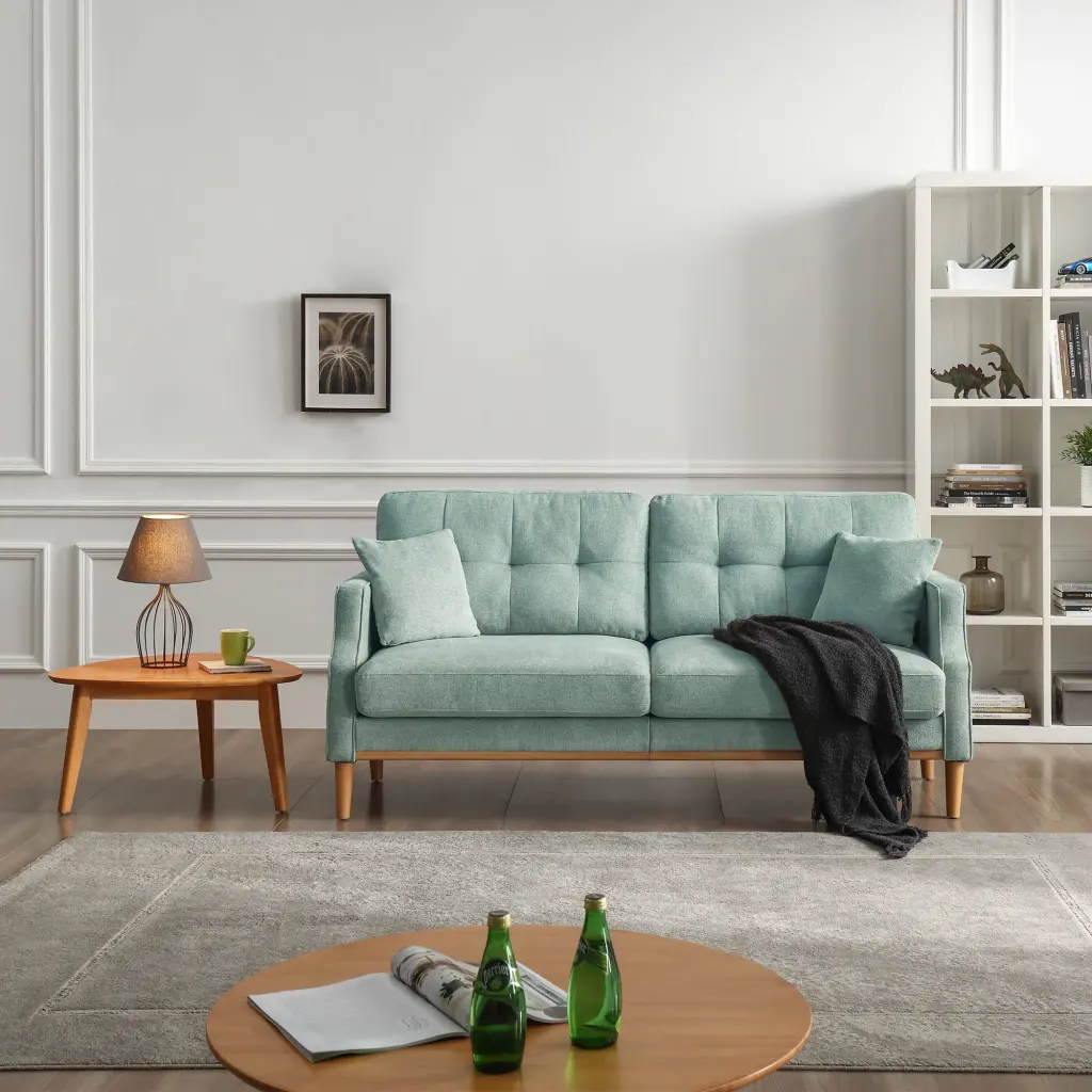 Living Space Sofa 3 Seater Waterproof Fabric USB Charge Port Blue Jamini