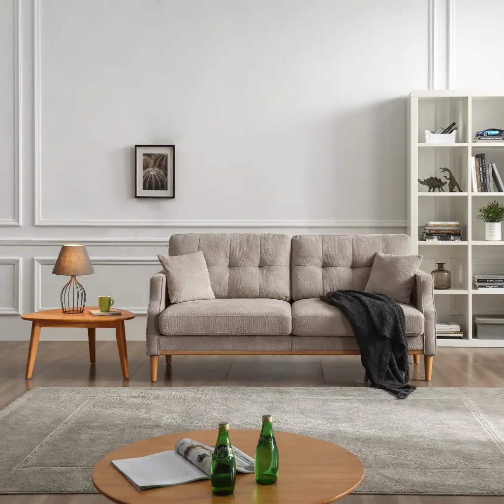 Living Space Sofa 3 Seater Waterproof Fabric USB Charge Port Light Gray Jamini