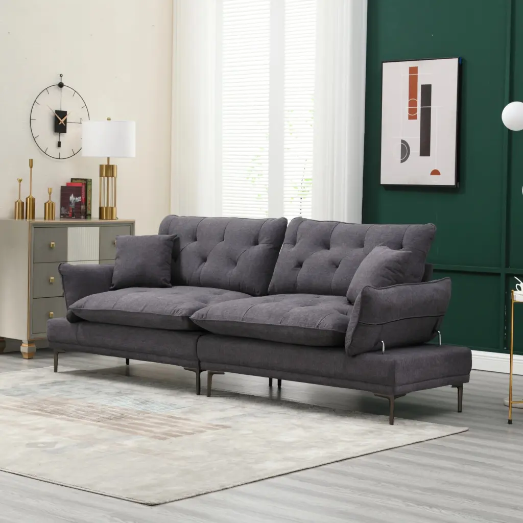 UNITED Linen Sofa Loveseat Metal Feet - Stylish Accent Sofa Bedroom unknown