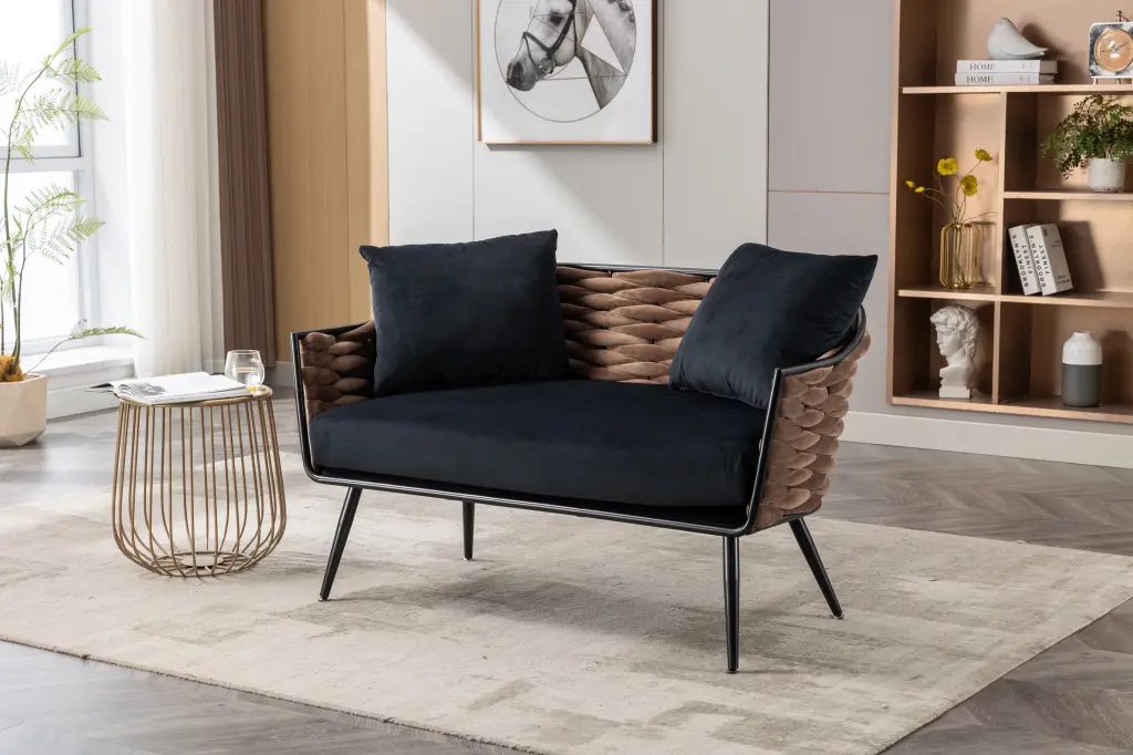 CoSoTower Velvet Accent Chair Modern Upholstered Armsofa Tufted Sofa Metal Frame