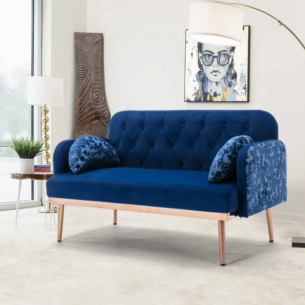 CoSoTower Velvet Accent Loveseat Sofa Metal Feet