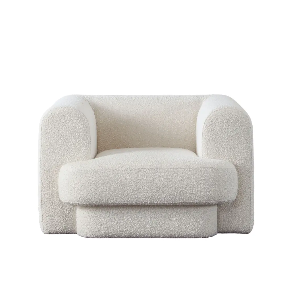 Form Chair Ivory Boucle Fabric Diamond Sofa - Modern Accent Chair Living Room
