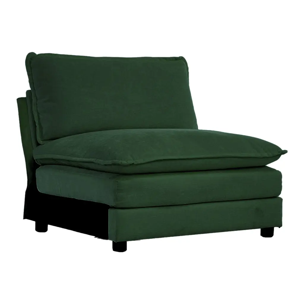 Elegant Green Chenille Fabric Premium 1-Seater Sofa Solid Wood Frame and High-Quality Sponge Filling HATNOKIL