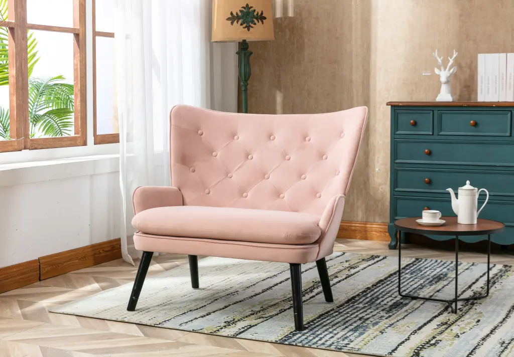 LANTRO JS High Back Accent Chair Comfortable Fabric Loveseat