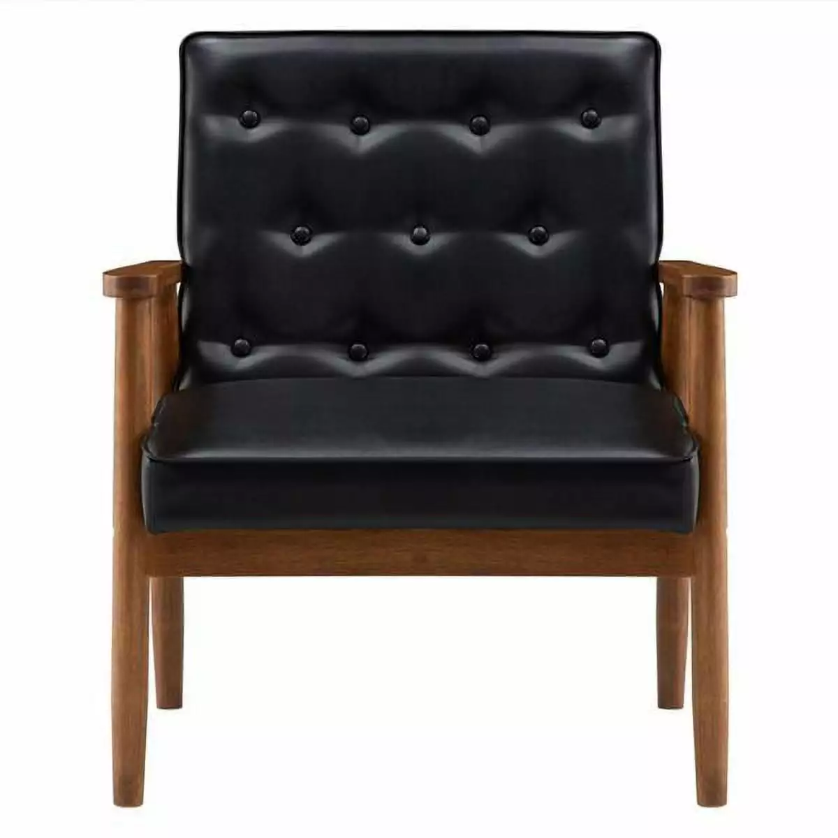 Retro Modern Wooden Single Chair Black PU 75 x 69 x 84cm YTTX