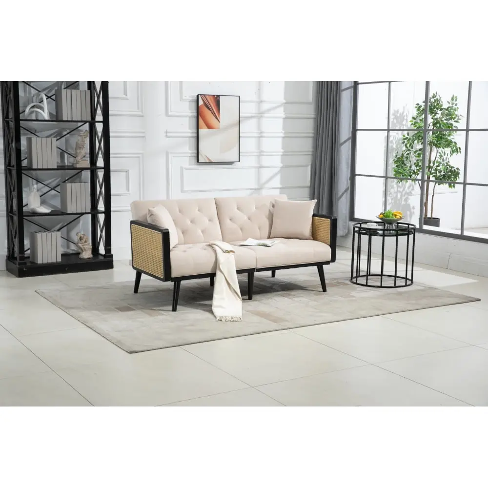 DeeHome COOLMORE Velvet Sofa Accent Loveseat Metal Feet Stylish Decor