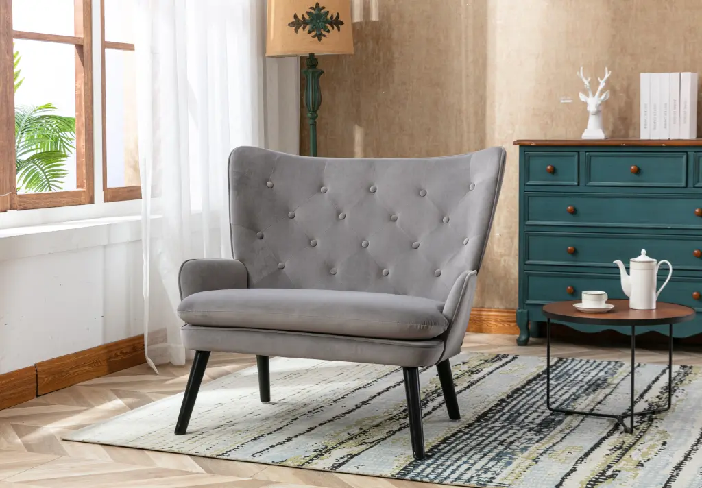 High Back Accent Chair Comfortable Loveseat Fabric Padded Seat Modern Living Wobythan