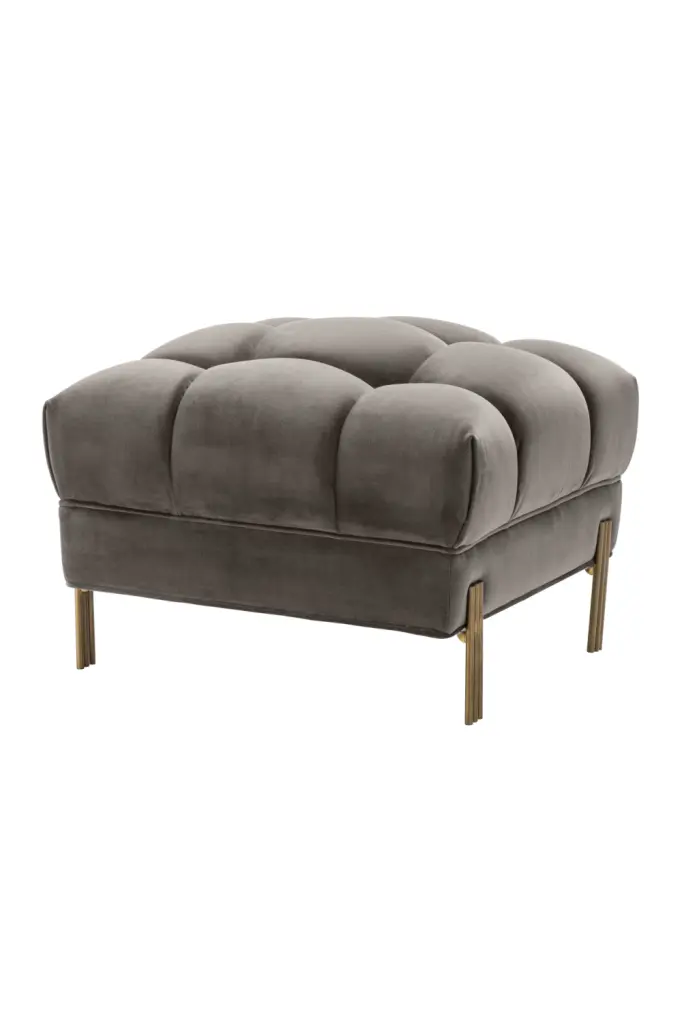 Eichholtz Sienna Gray Velvet Tufted Accent Stool