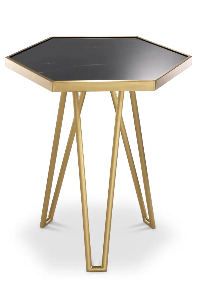 Hexagonal Brass Leg Side Table Eichholtz Samson Contemporary End Table