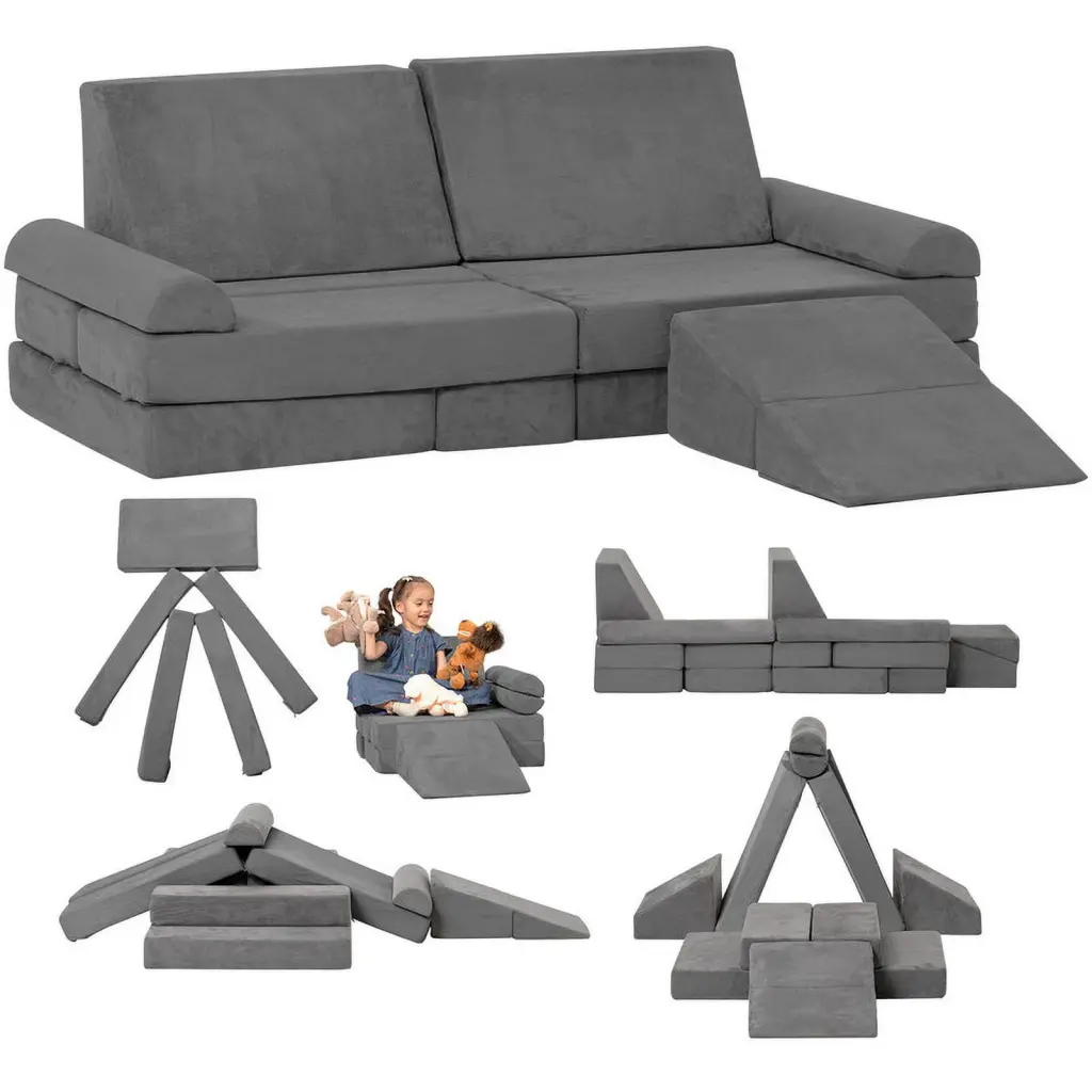 HAHASOLE Kids Couch Toddler Modular Play Couch Convertible Foam Climbing Couch