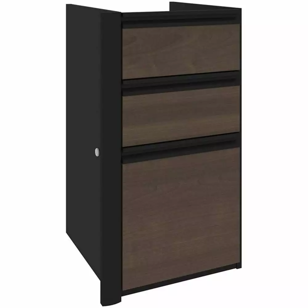 Pemberly Row 3 Drawer Add On File Cabinet Antigua and Black Modern Office Storage Solution