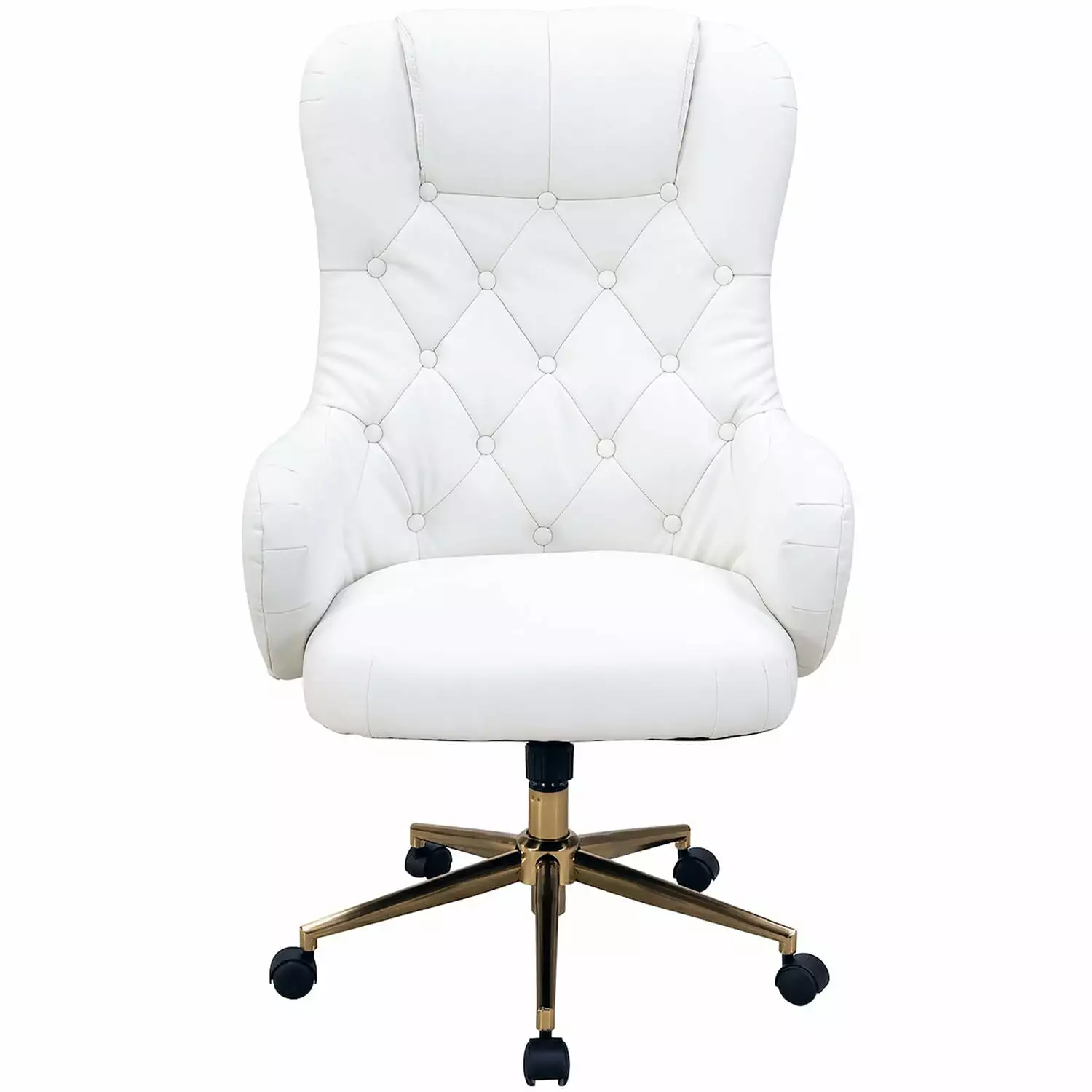 Savannah High Back Office Chair White Polyester Adjustable Gas Lift and Wheels Hanover