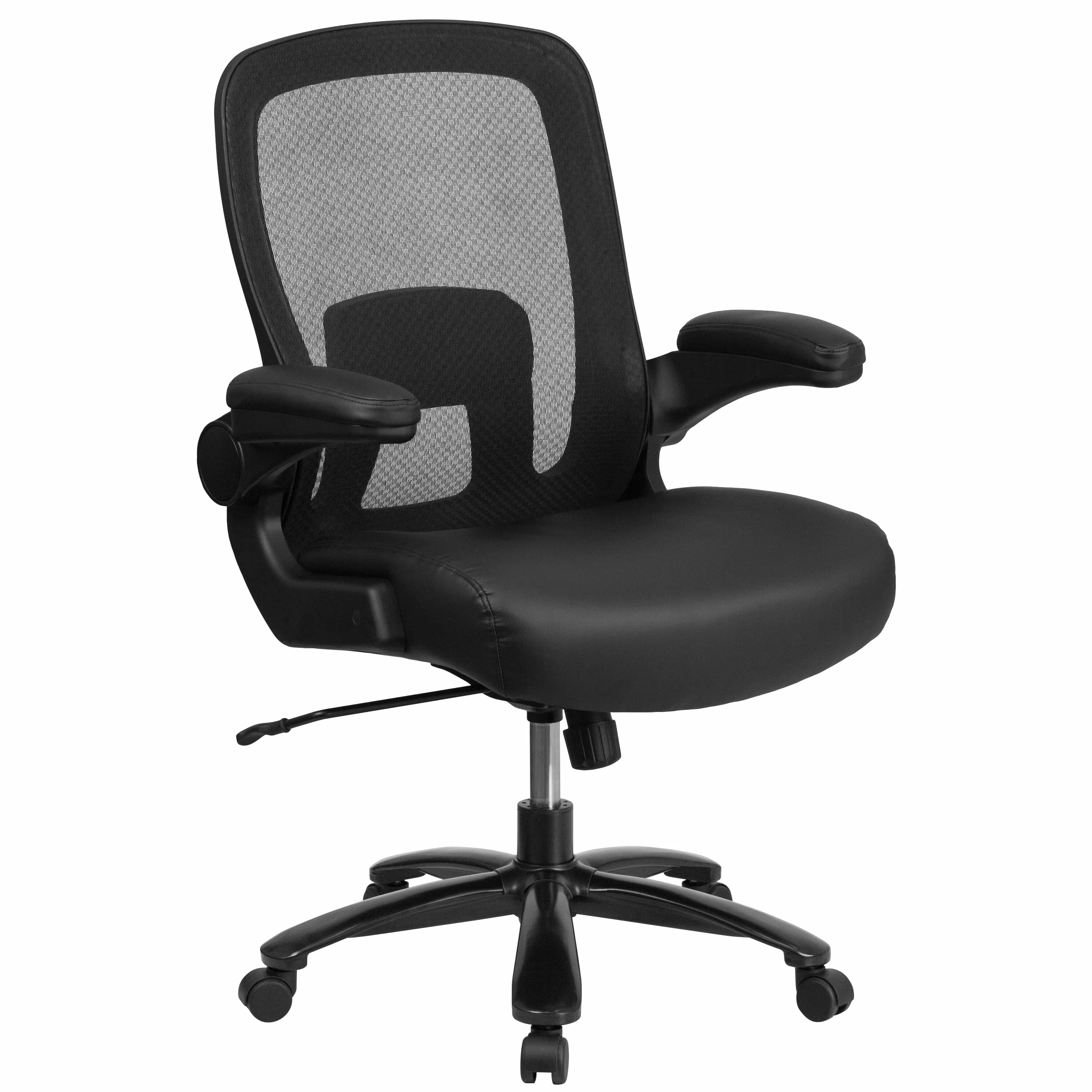 Line Furniture Black Mesh and Leather Swivel Adjustable Executive Office Chair
