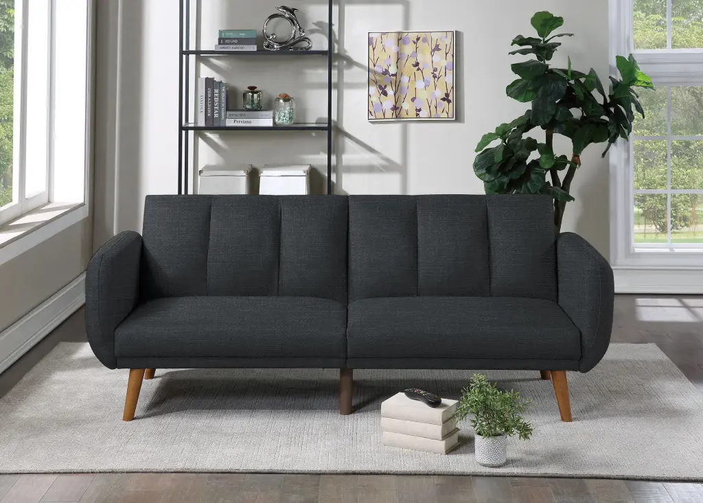 Adjustable Sofa Black Faux Leather Modern Living Room and Office CNCJ