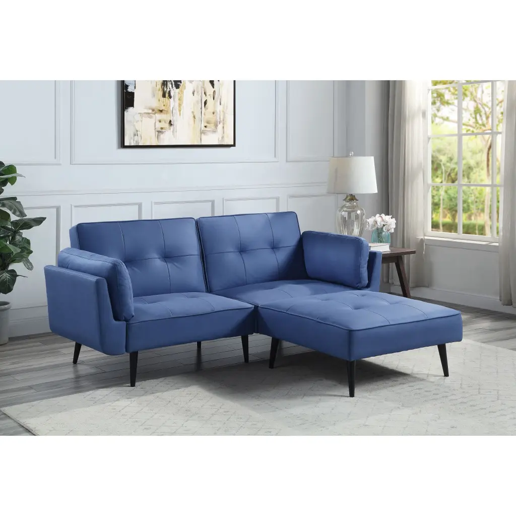 Adjustable Sofa and Ottoman Blue Fabric Living Room Furniture CNCJ