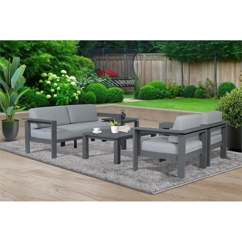 Sardinia Aluminum Frame Outdoor 74 Loveseat Sofa Gray Cushions - Patio Furniture Crafters and Weavers