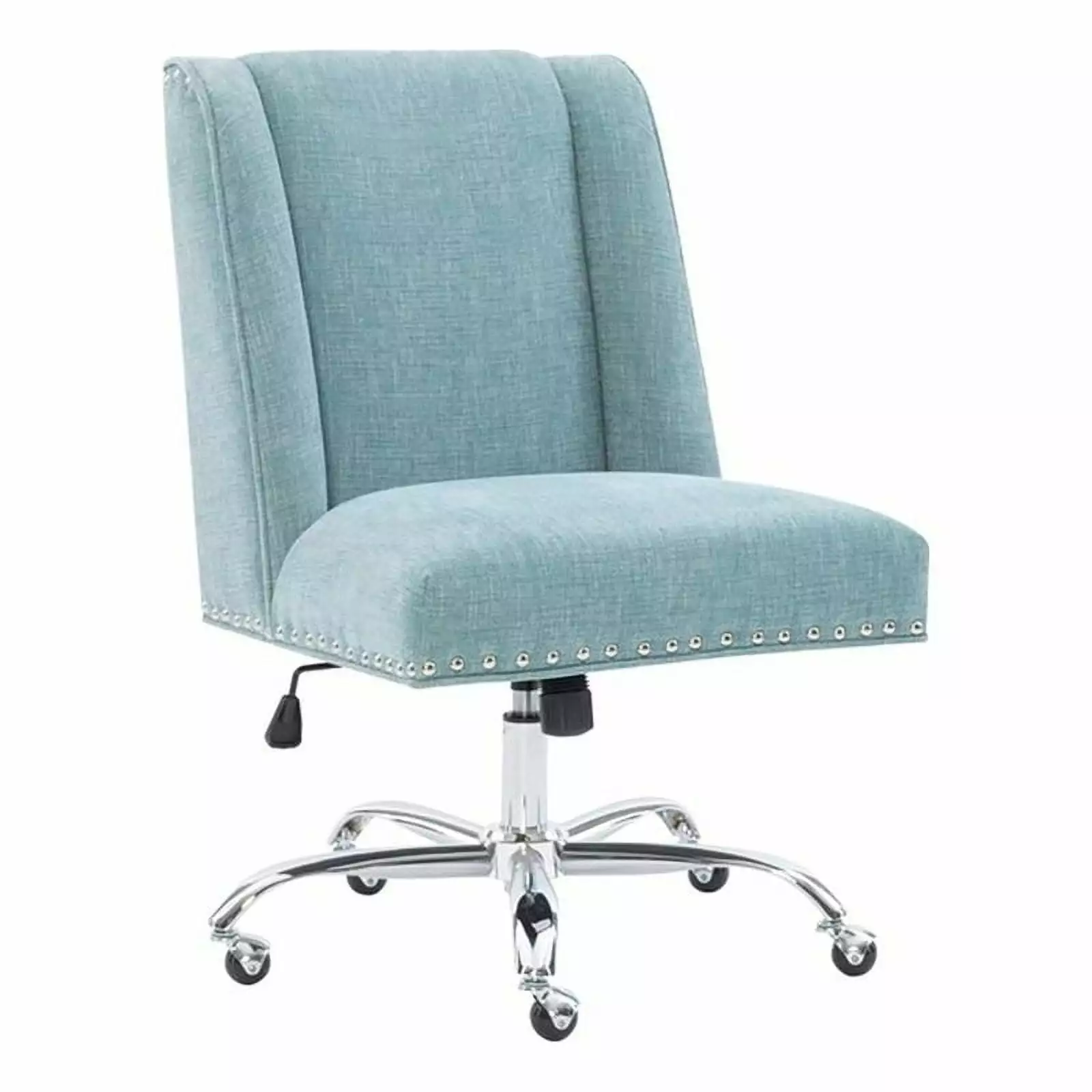 Bowery Hill Transitional Fabric Armless Office Chair Aqua Blue Chrome