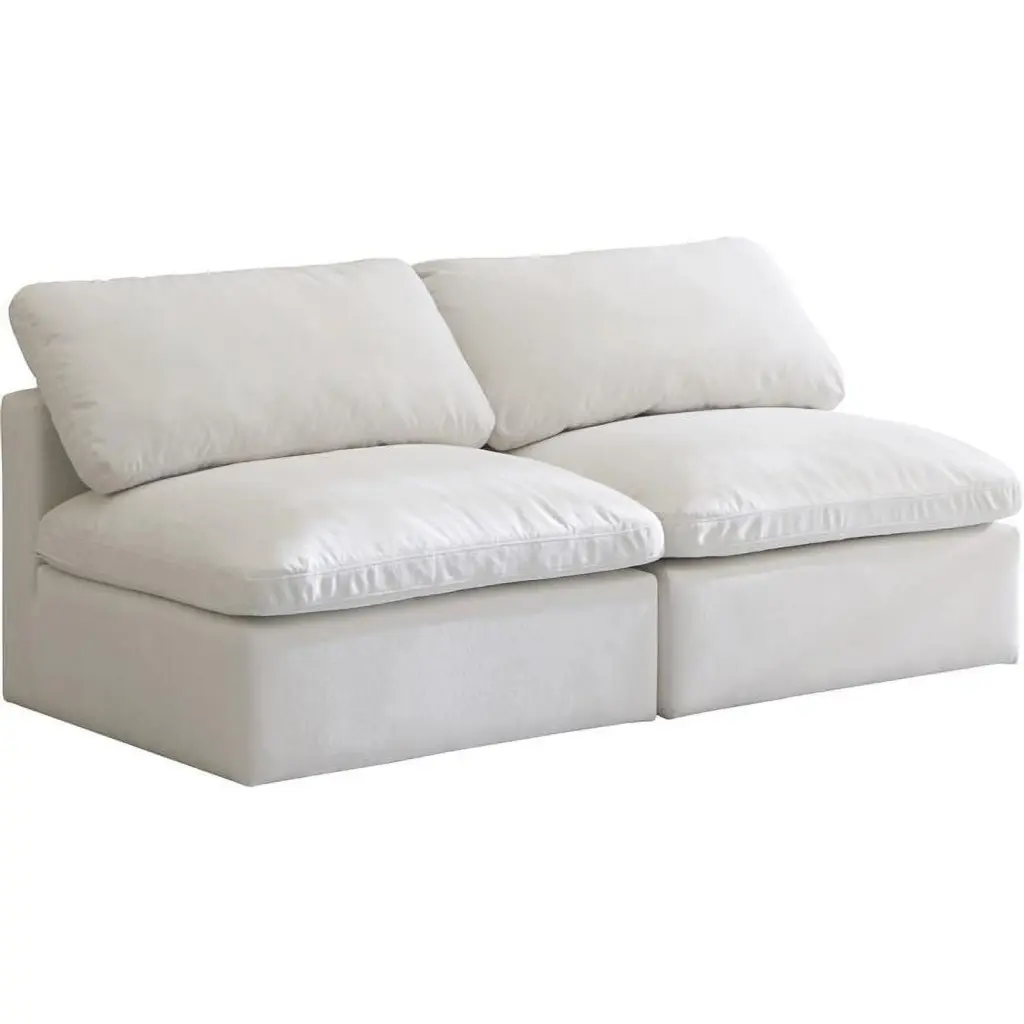 Maklaine Contemporary Cream Velvet Modular Armless Sofa Living Room