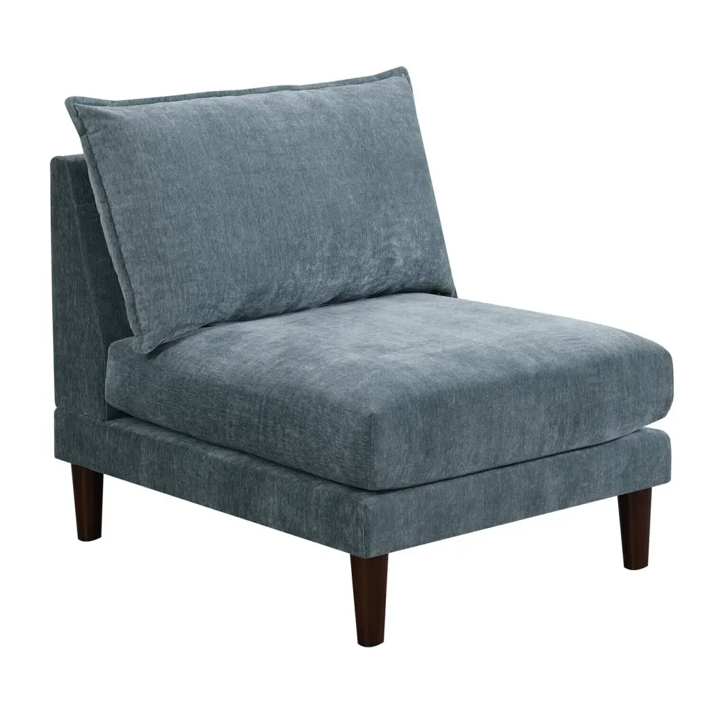 Maykoosh Southwestern Style 33 Inch Modular Armless Sofa Chair Lumbar Cushion Slate Blue Fabric