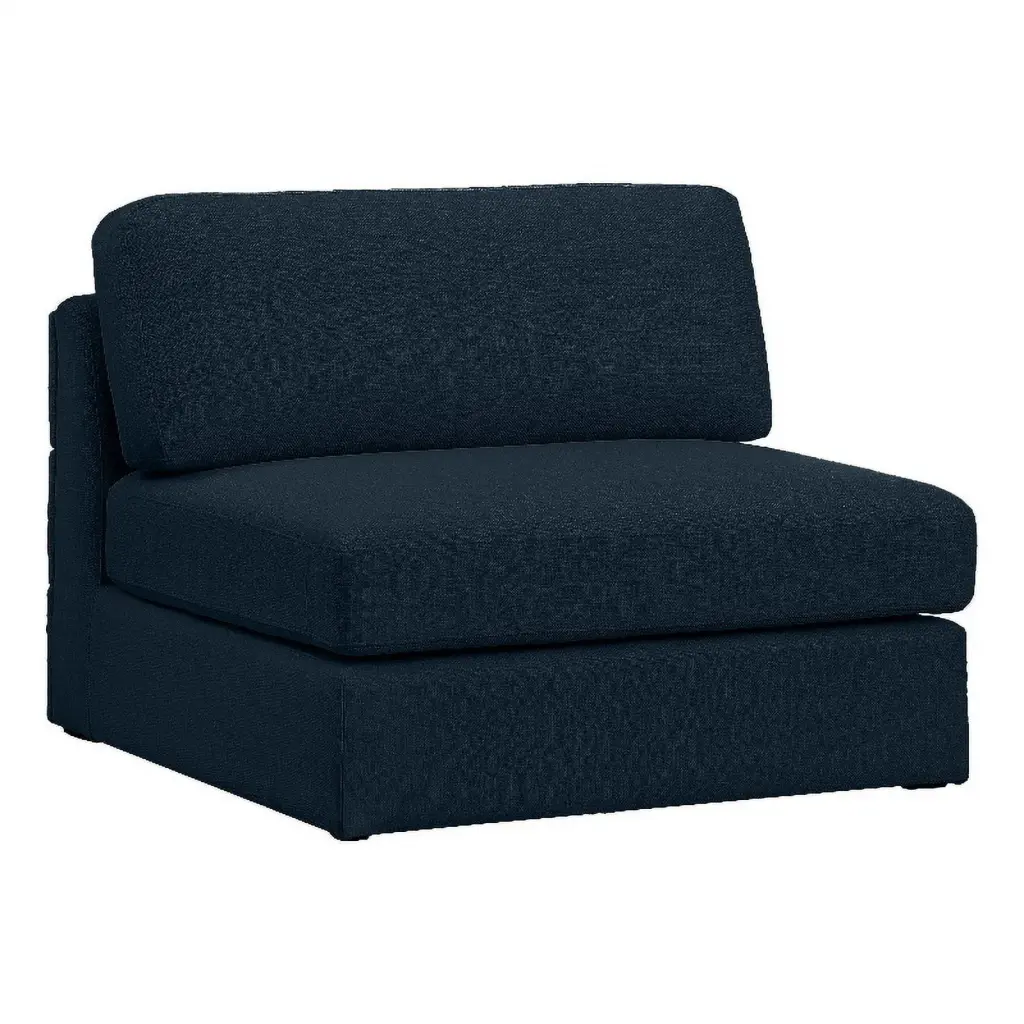 Meridian Furniture Beckham Navy Durable Linen Textured Fabric Armless Sofa