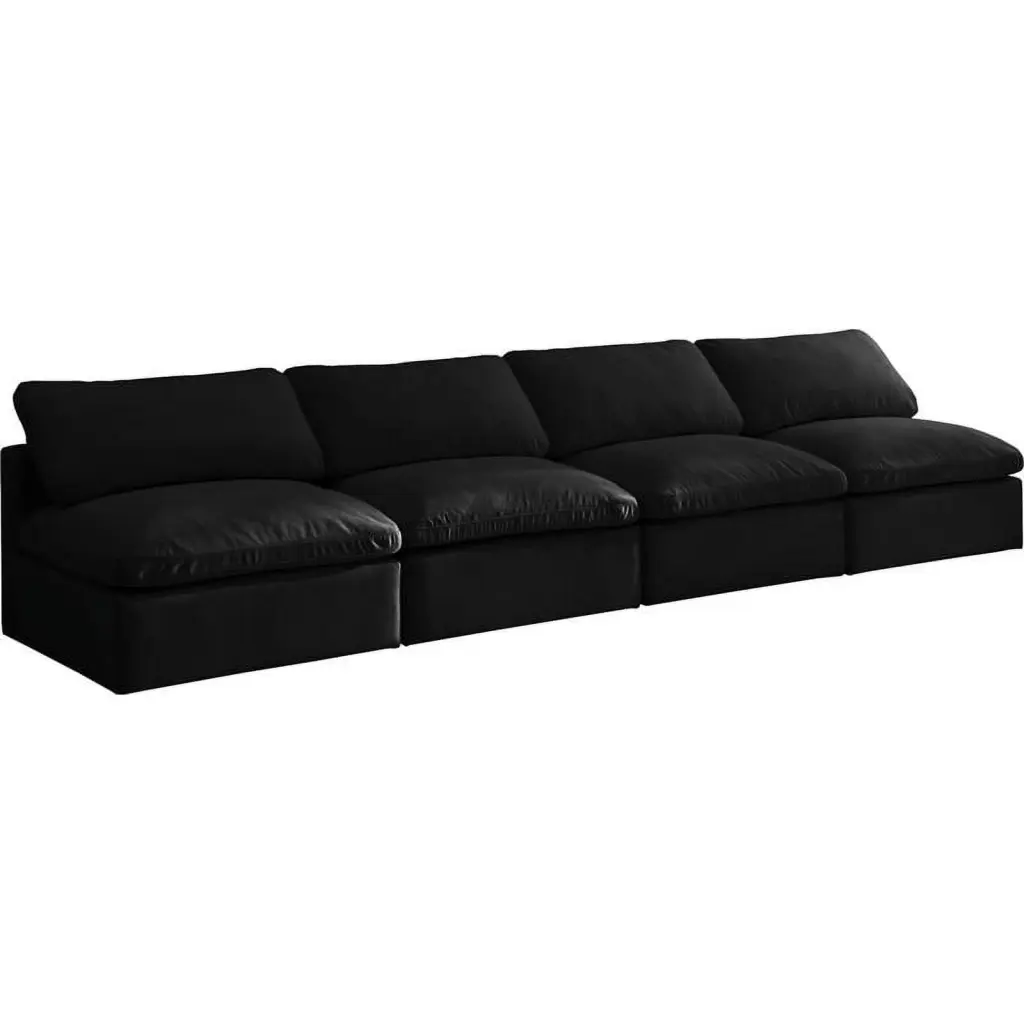 Pemberly Row Modern Standard Black Velvet Modular Armless Sofa