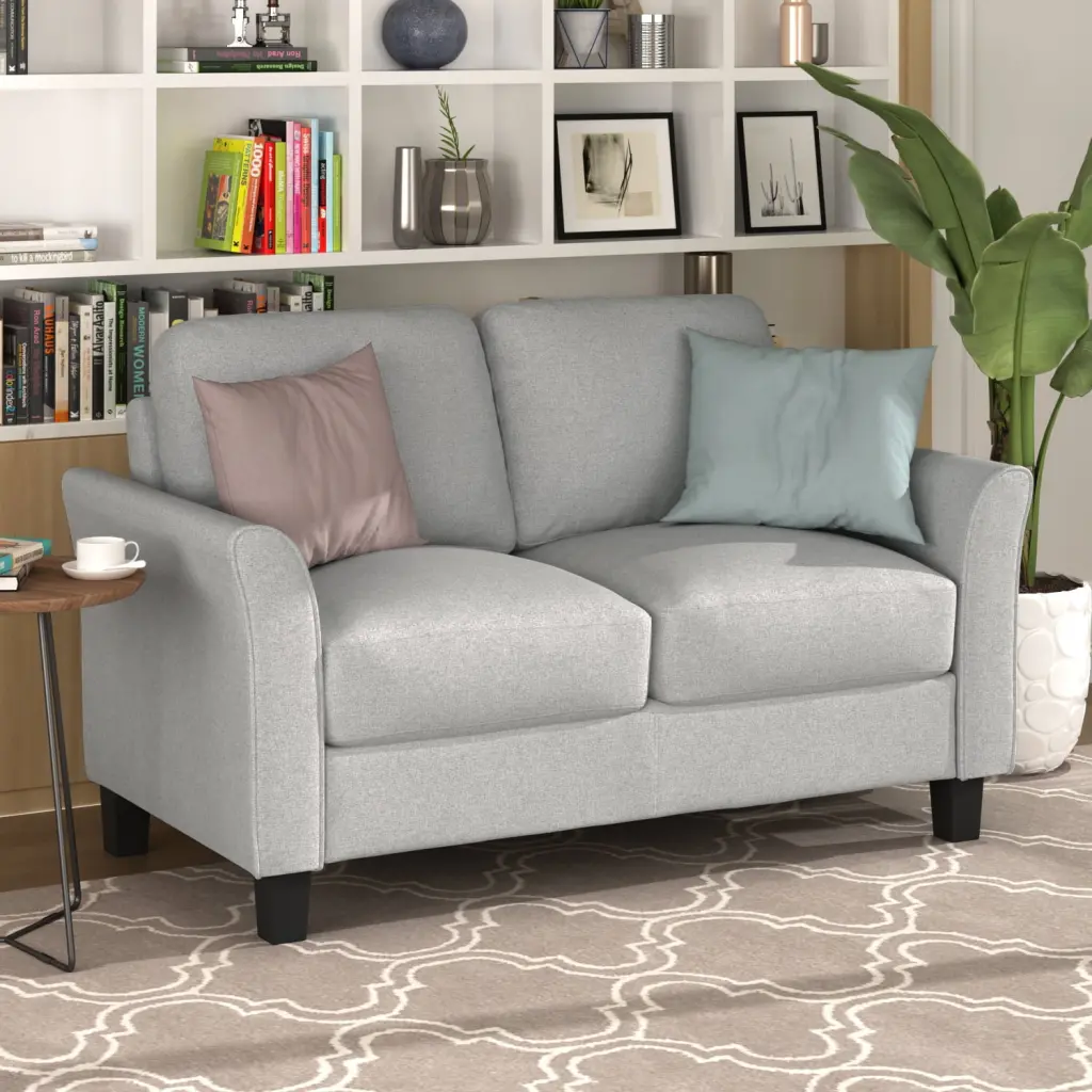 Dcenta Living Room Furniture Armrest Single Sofa and Loveseat Sofa Light Gray Modern Home Decor