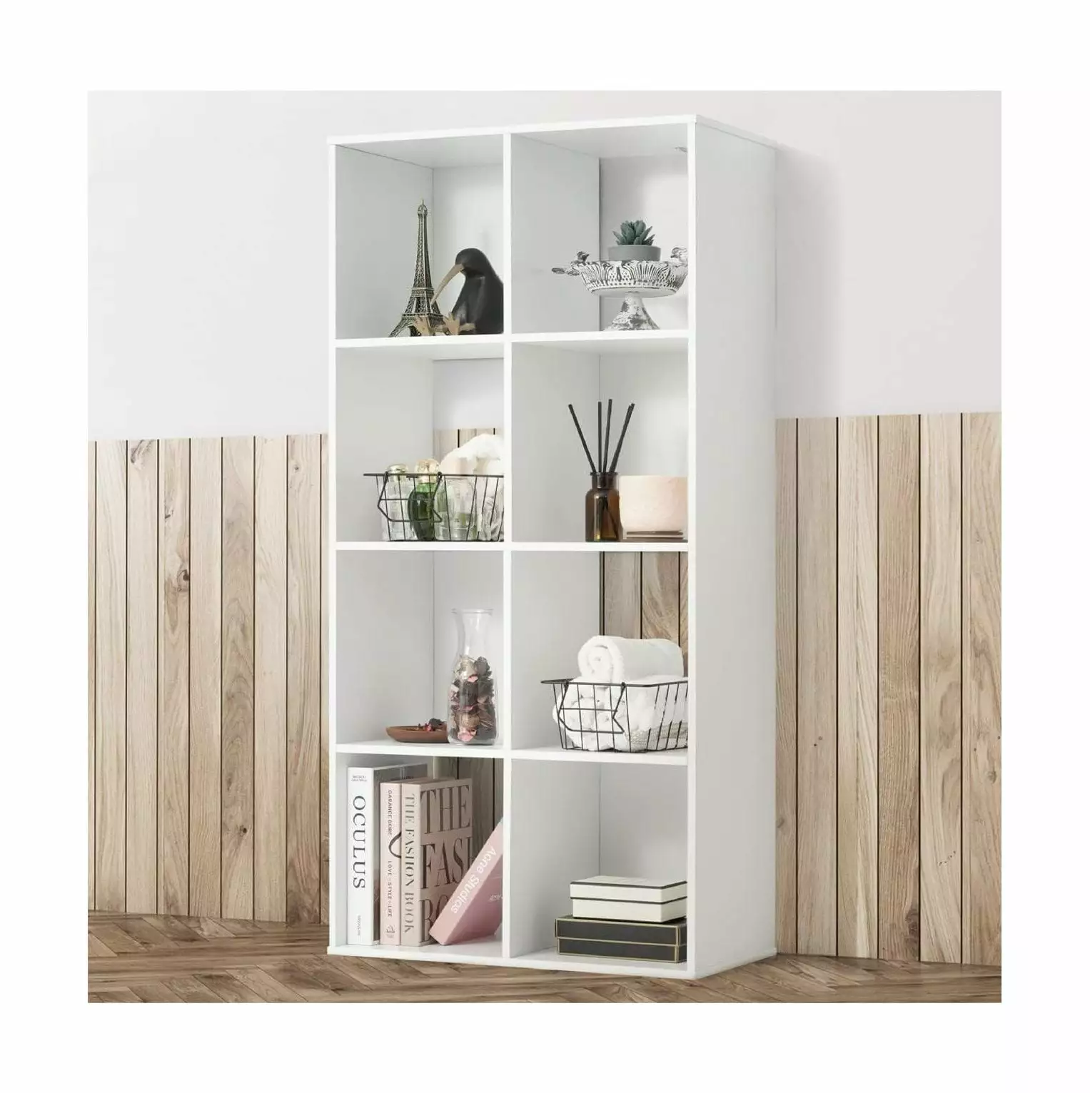 CodYinFI 11-Inch Cube Storage Organizer Shelf Back Panel Rustic Grey Oak or White