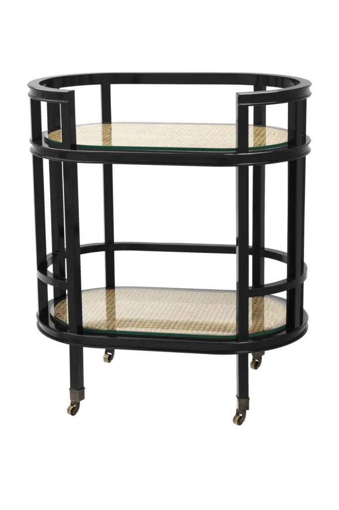 Eichholtz Bahamas Black Bar Cart Mobile Serving Cart Home Bar