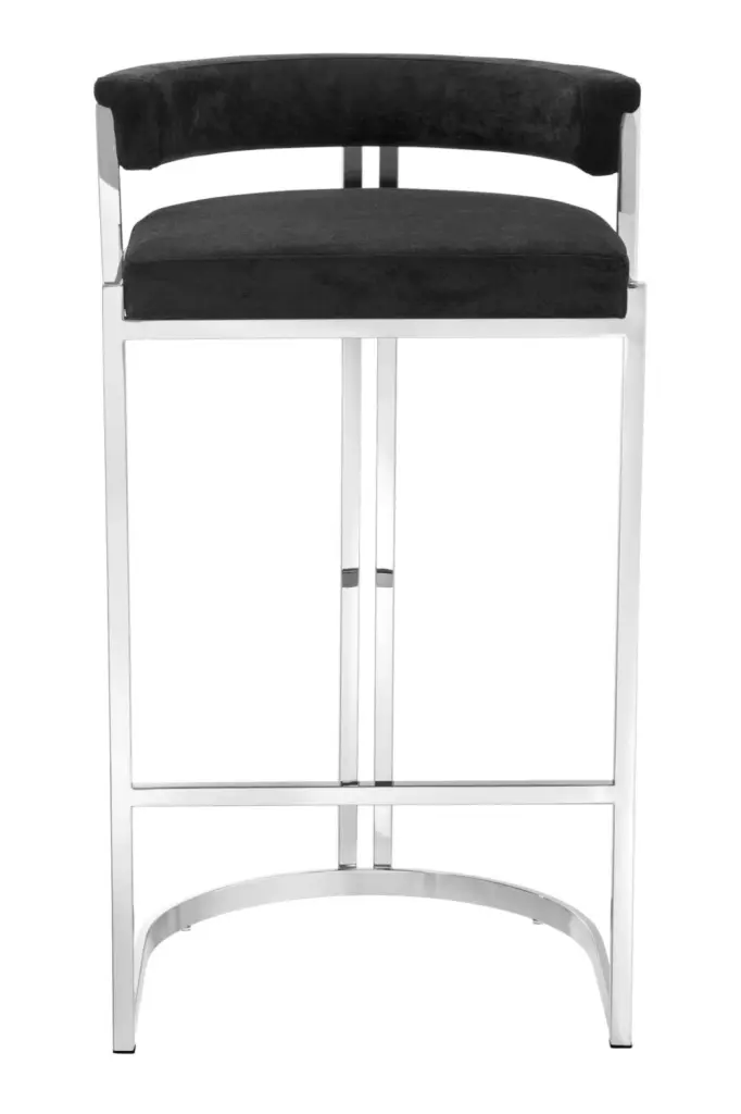 Eichholtz Dante Black Velvet Bar Stool Contemporary Kitchen Seating