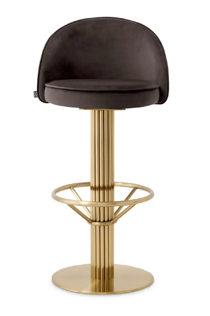 Eichholtz Dorland Gray Velvet Bar Stool Modern Kitchen