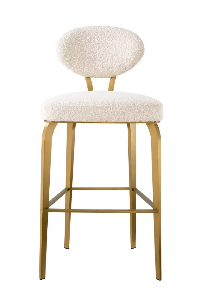 Eichholtz Dorrego Bouclï¿½ï¿½ Cream Bar Stool Kitchen and Bar