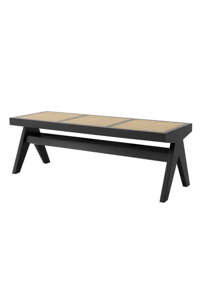 Black Rattan Bench Eichholtz Arnaud Modern Hallway Furniture