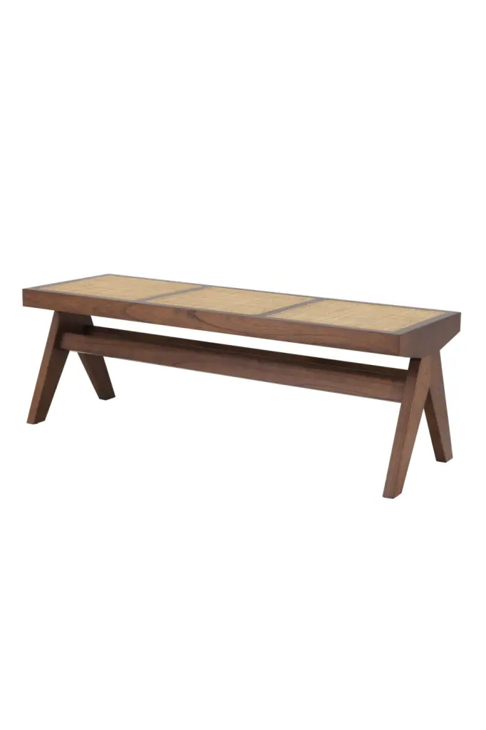 Brown Rattan Bench Eichholtz Arnaud Boho Entryway Seating