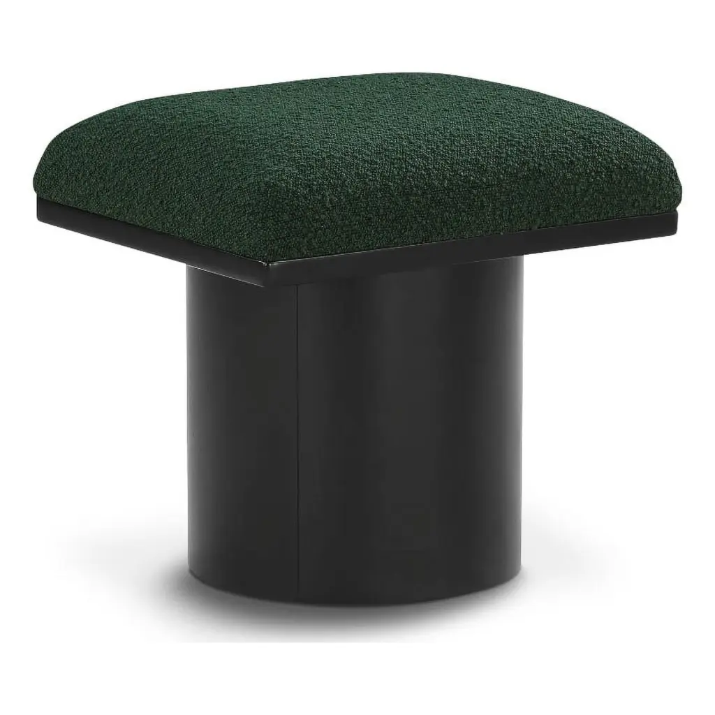 Meridian Furniture Pavilion Green Boucle Fabric Bench Stool