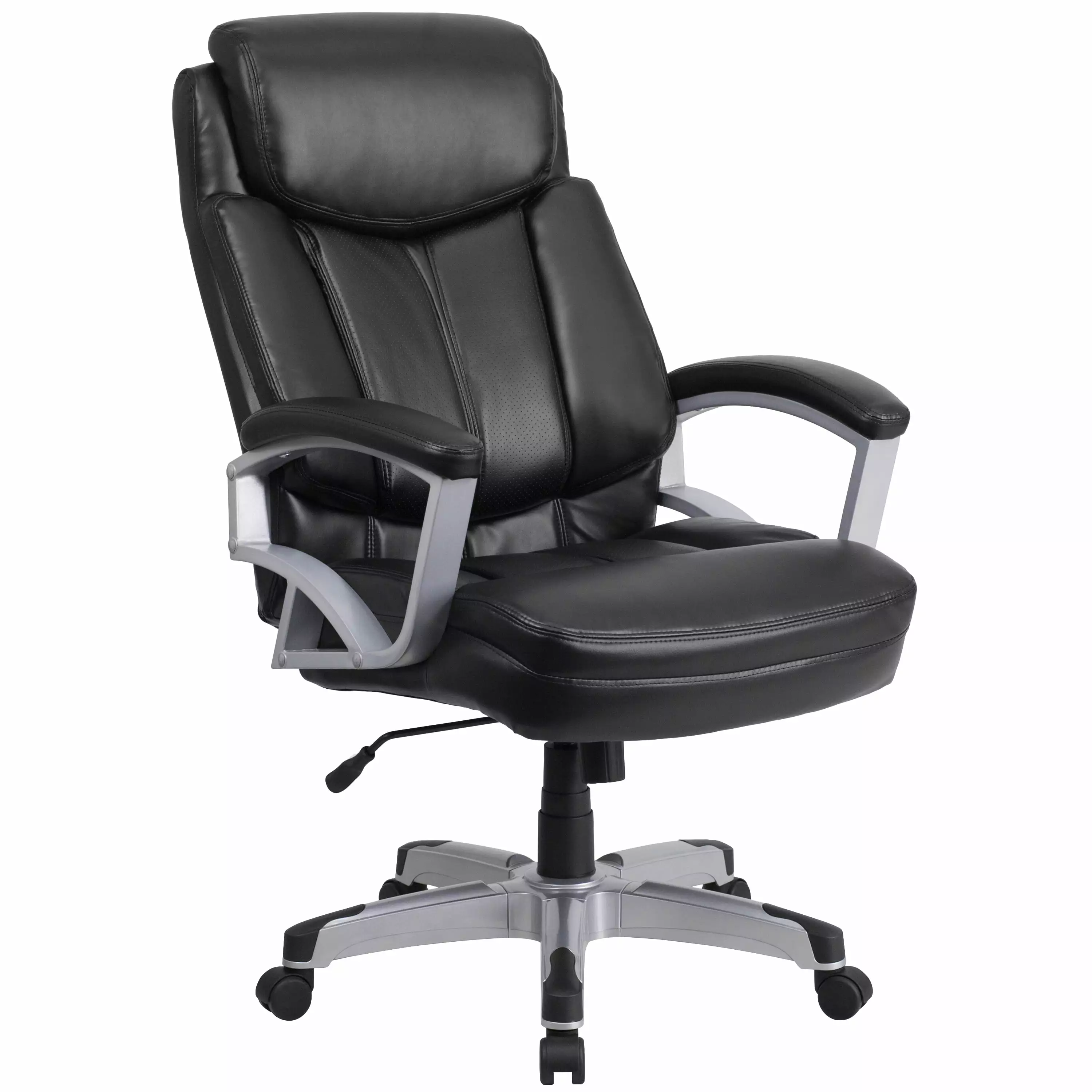 Line Furniture Arton Big and Tall Black Leather Executive Swivel Office Chair Headrest
