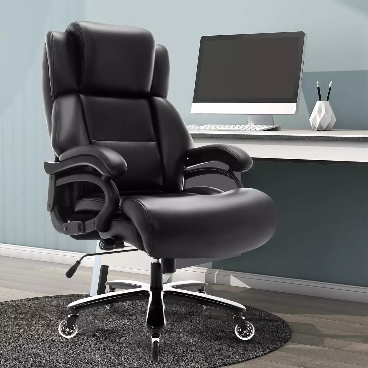ABC Executive Comfort Big and Tall 400lbs Office Chair - Ergonomic Design - Adjustable Lumbar Support