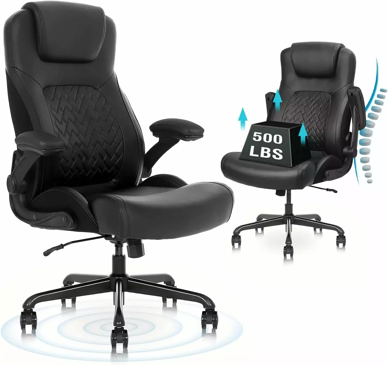 Executive Ergonomic Big and Tall Office Chair Heavy People Flip-up Armrests FJU
