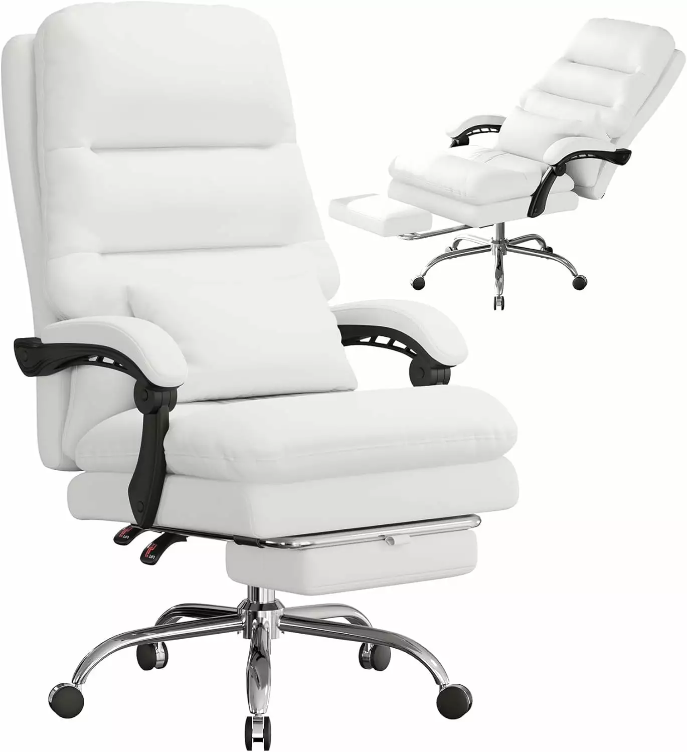 Big and Tall Office Desk Chair Ergonomic 400LBS PU Leather Computer Chair Executive Chair Foot Rest Lumbar Pillow Home Off...