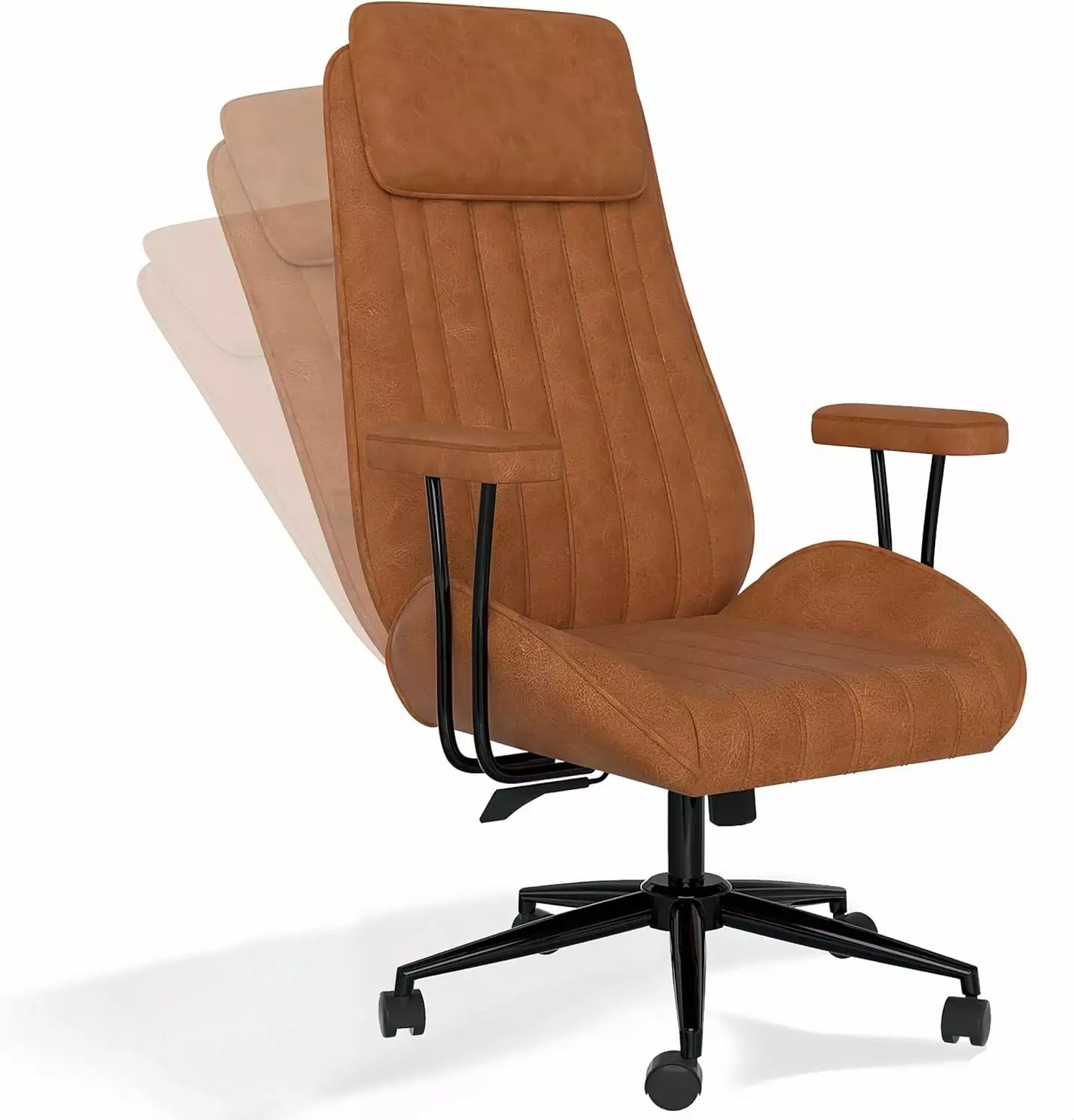 Luxury Comfortable High Back Executive Office Chair Adjustable Ergonomic Big and Tall Desk Chair Lumbar Support Suede Fabr...