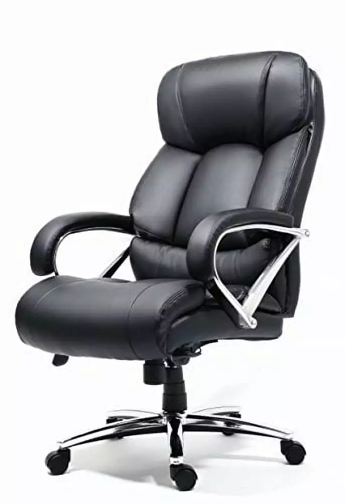 Office Factor New Big and Tall Black Executive Office Chair Bonded Leather 500 Pound Rated