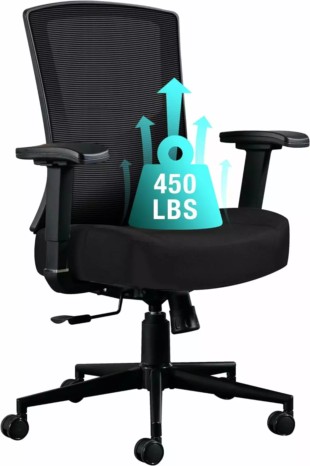 Big and Tall Office Chair 450lbs Ergonomic High Back Computer Desk Chair Heavy People 2D Adjustable Waist Support Heavy Du...