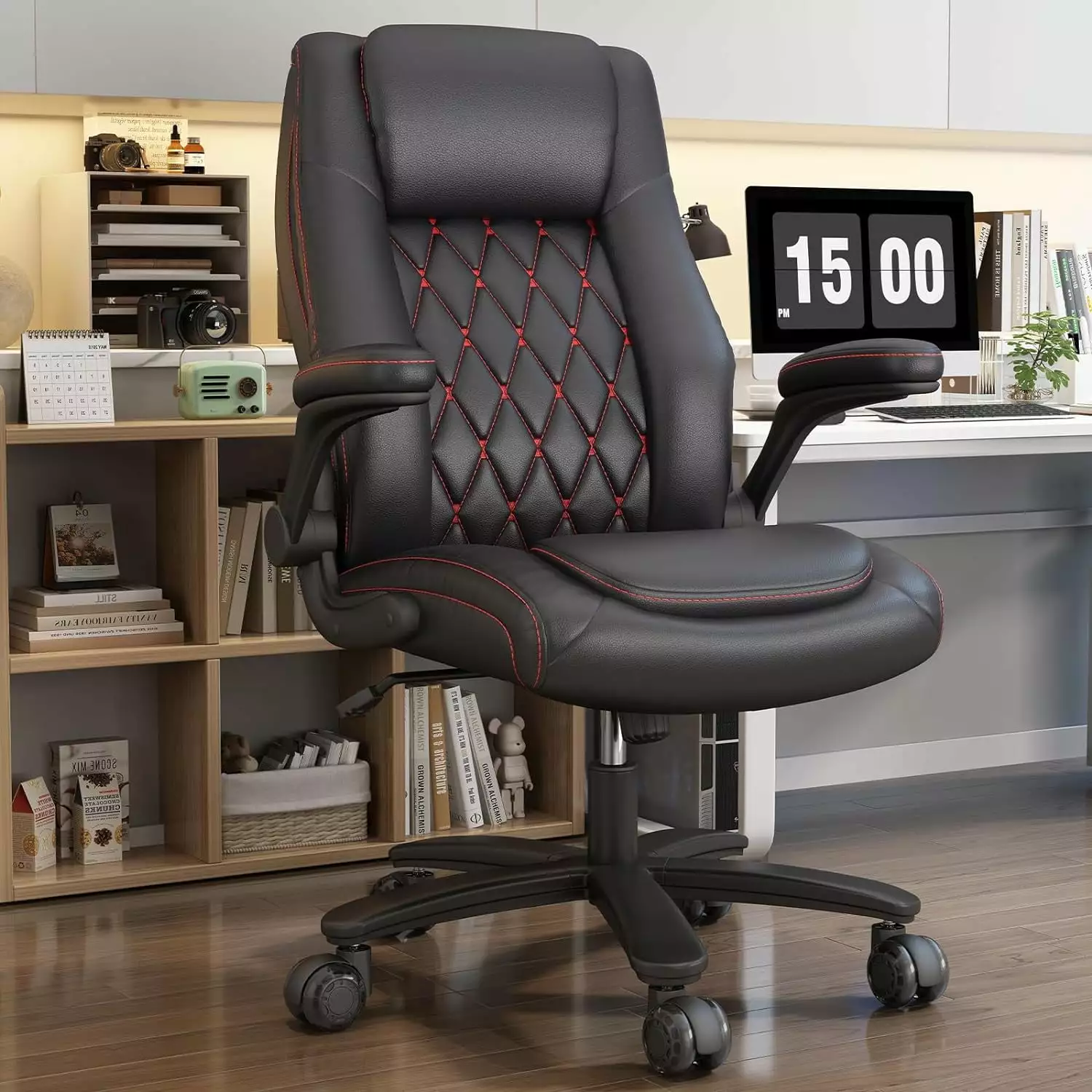High Back Big and Tall Executive Office Chair 400LBS Rubber Wheels and Flip-Up Armrests - Ergonomic Design WYD